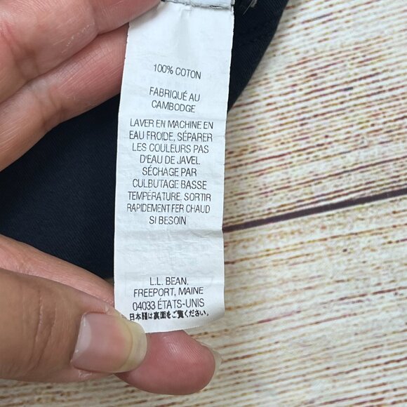 LL Bean Womens XL Henley Shirt 3/4 Sleeve Black 100% Cotton Made in Cambodia - Picture 7 of 8